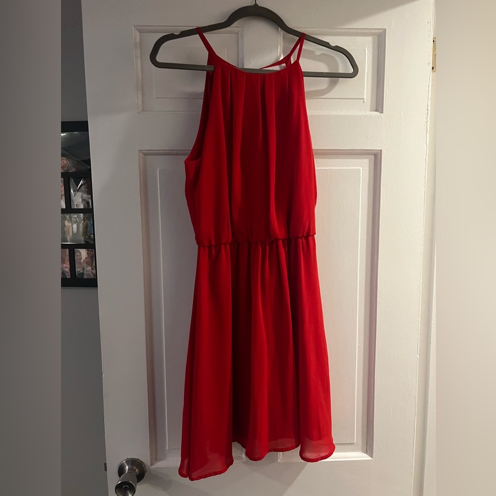Red skater style dress from Francesca’s, worn once in new condition